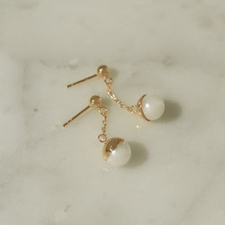 925 Silver Pearly Drop Earrings, 18K Yellow Gold Plating