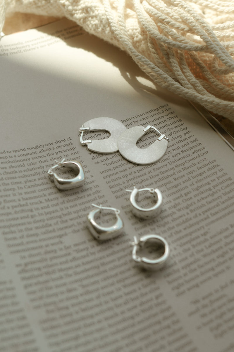 925 Silver Minimalist Disc Hoop Earrings