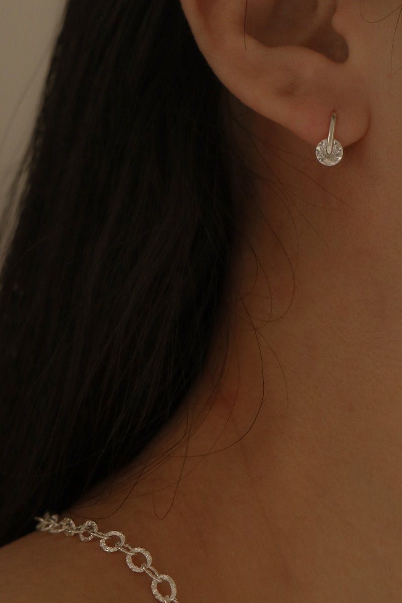 925 Silver Minimalist Cubic Petite Loop Through Earrings