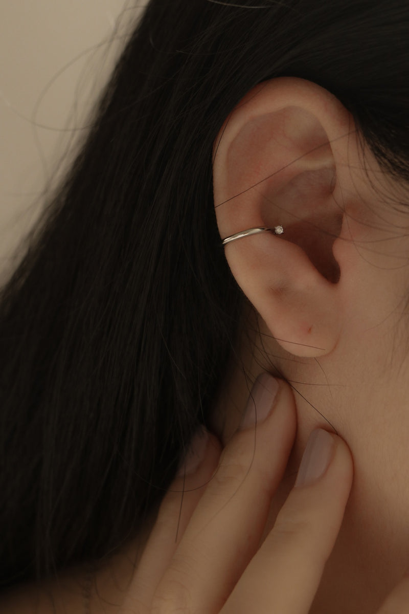 925 Silver Minimalist Cubic Ear Cuff