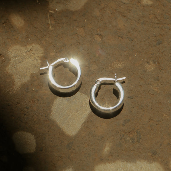 925 Silver Minimalist Chubby Hoop Earrings