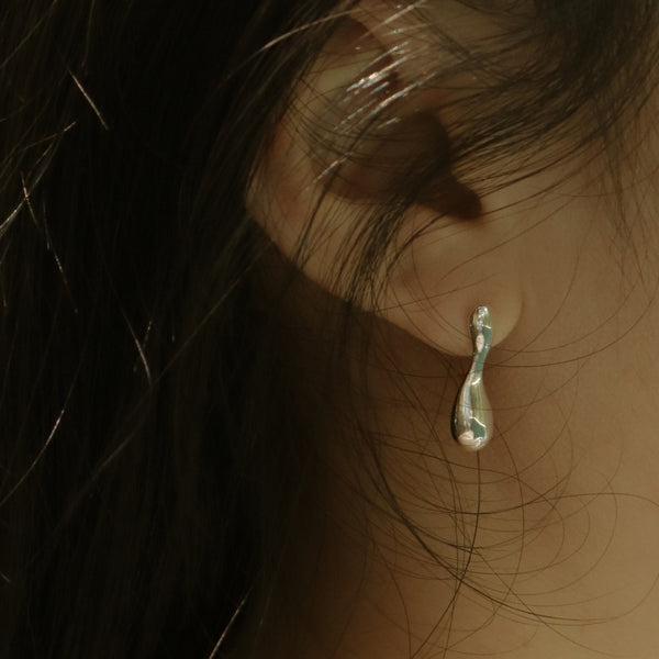 925 Silver Freeform Water Droplet Earrings