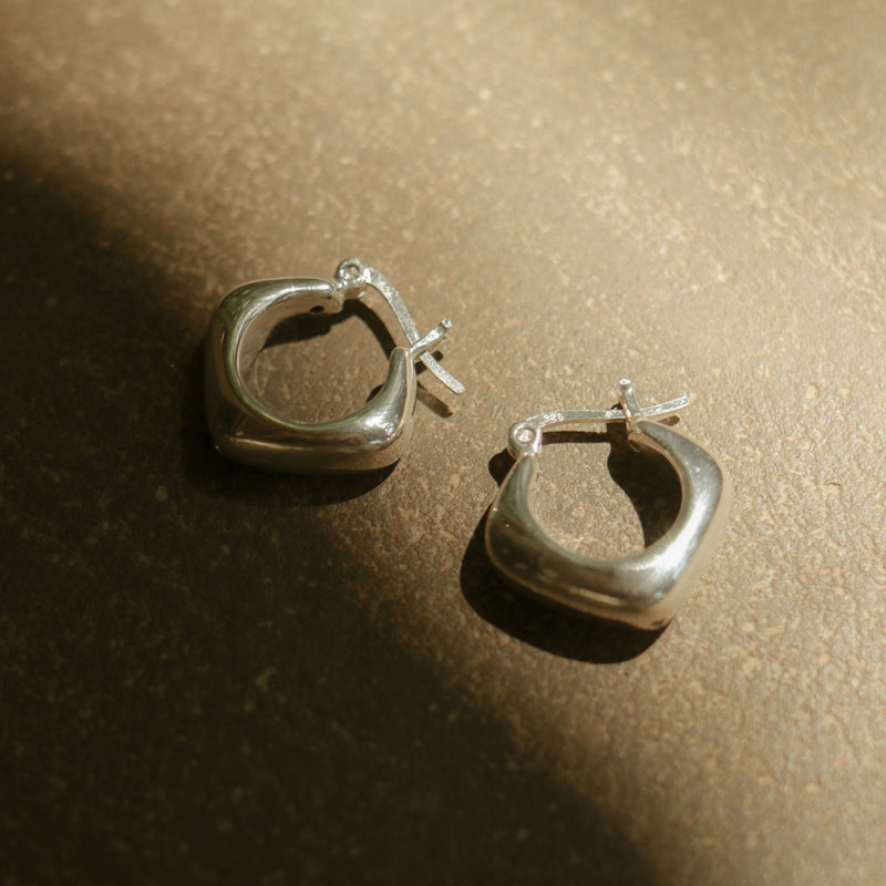 925 Silver Minimalist Chunky Hoop Earrings