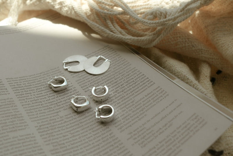 925 Silver Minimalist Chunky Hoop Earrings