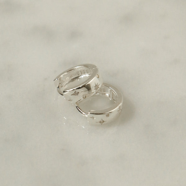 925 Silver Minimalist Stellar Hoop Earrings