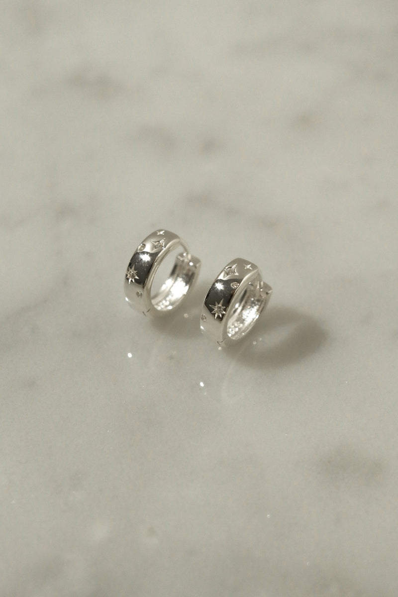 925 Silver Minimalist Stellar Hoop Earrings