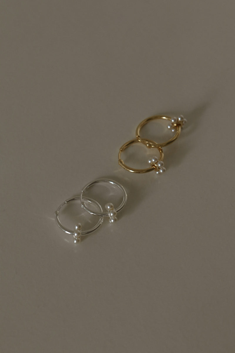 925 Silver Pearly Bloom Hoop Earrings