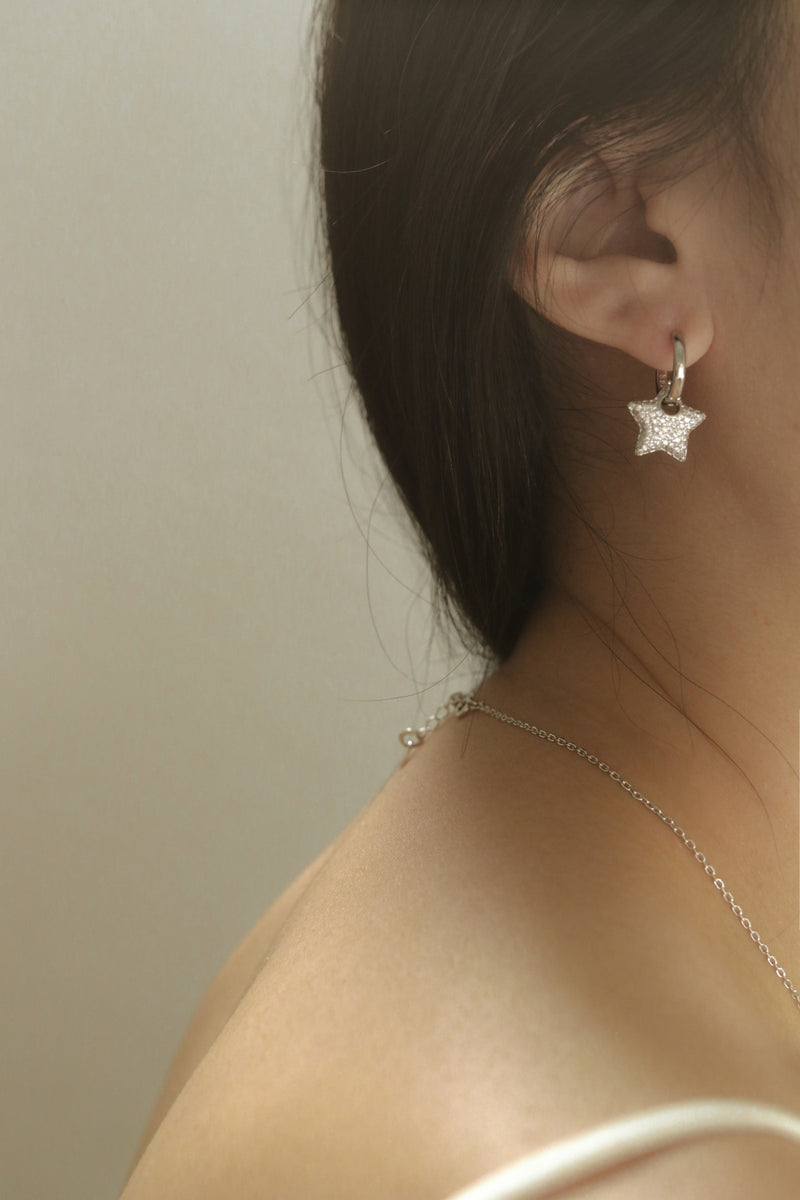 925 Silver Lustre Star Earrings
