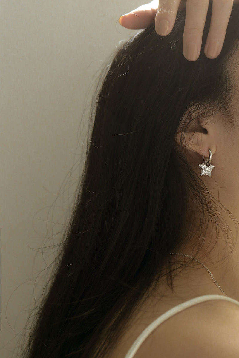 925 Silver Lustre Star Earrings