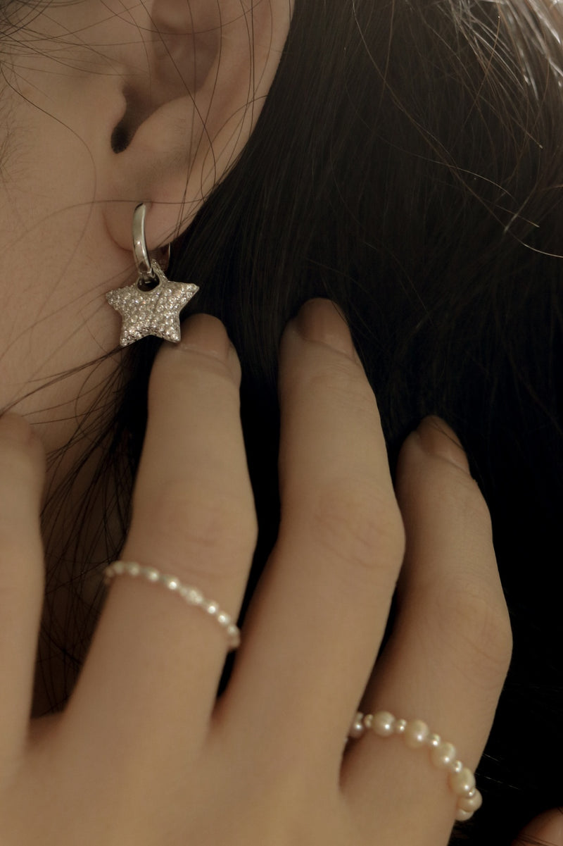 925 Silver Lustre Star Earrings