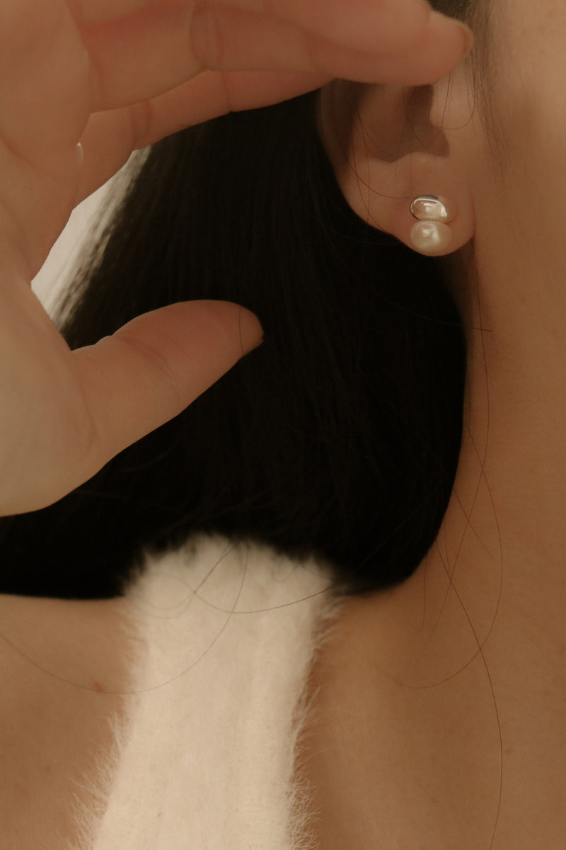 925 Silver Ovalé Pearl Earrings