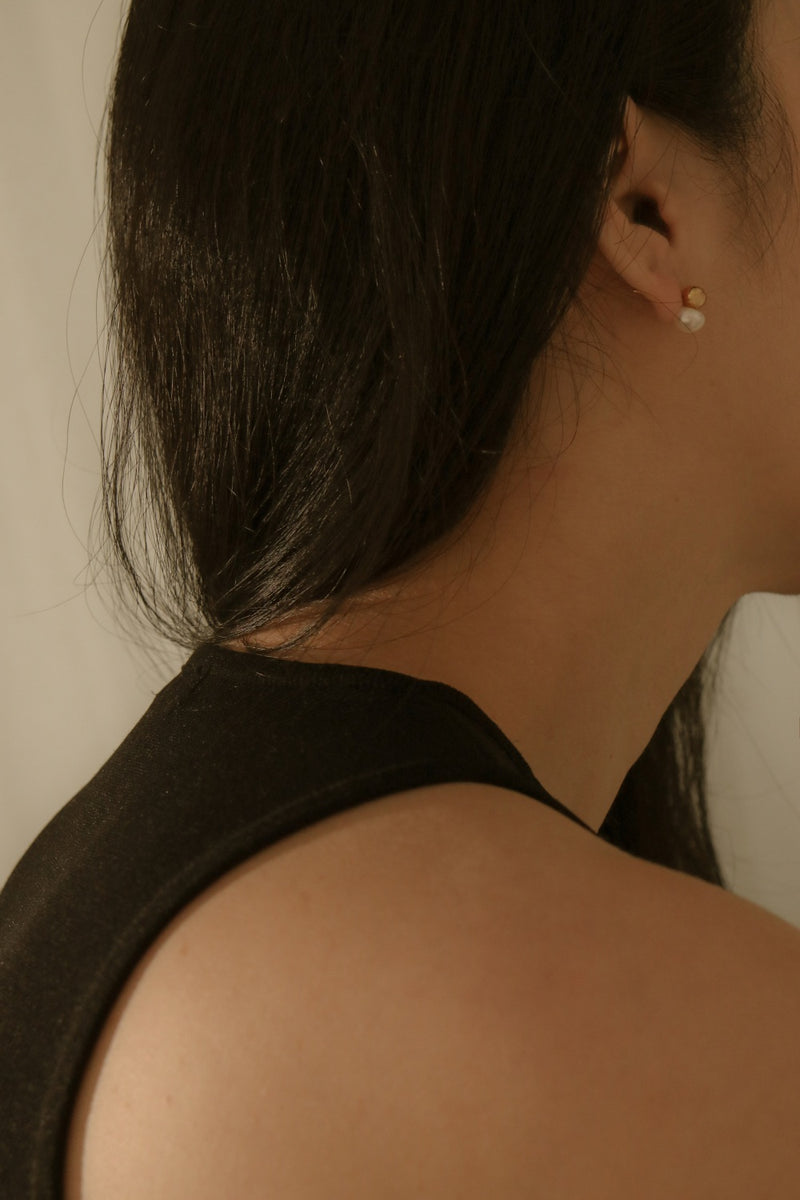 925 Silver Ovalé Pearl Earrings, 14K Yellow Gold Vermeil