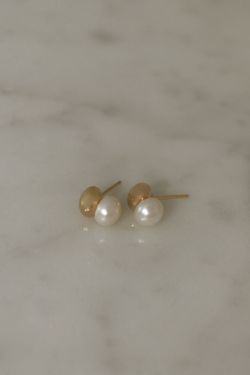 925 Silver Ovalé Pearl Earrings, 14K Yellow Gold Vermeil