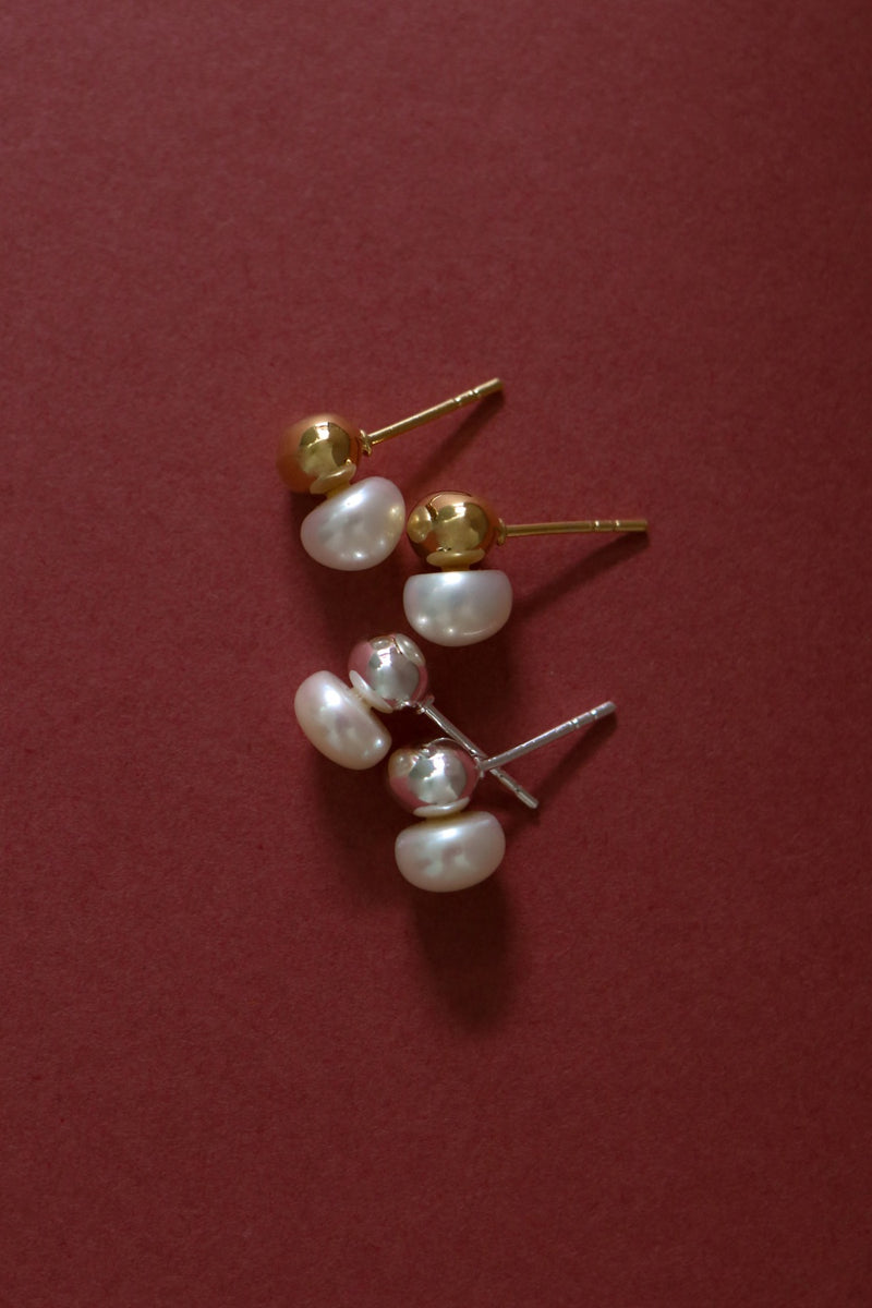 925 Silver Ovalé Pearl Earrings