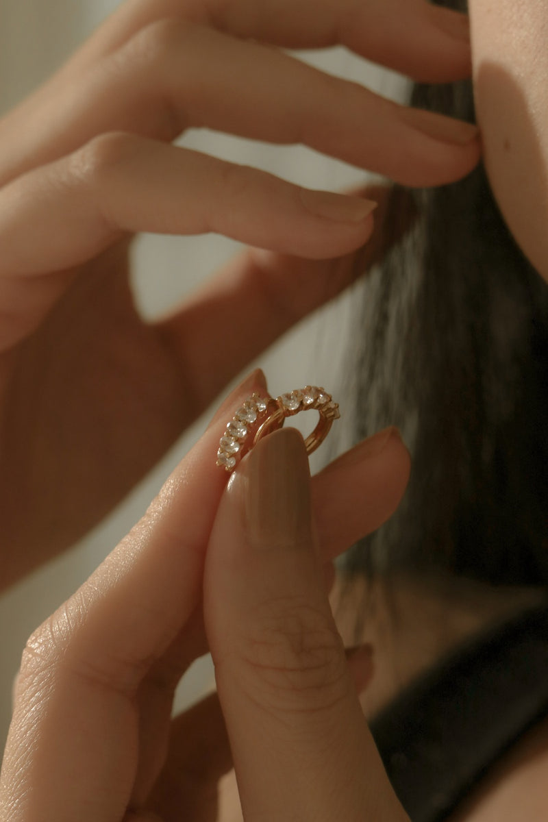 925 Silver Quintia Hoop Earrings, 14K Yellow Gold Vermeil