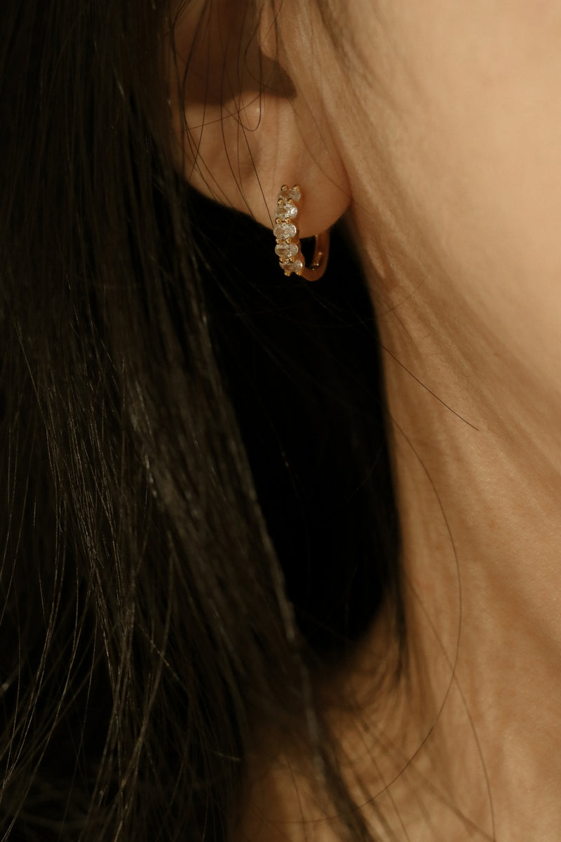 925 Silver Quintia Hoop Earrings, 14K Yellow Gold Vermeil