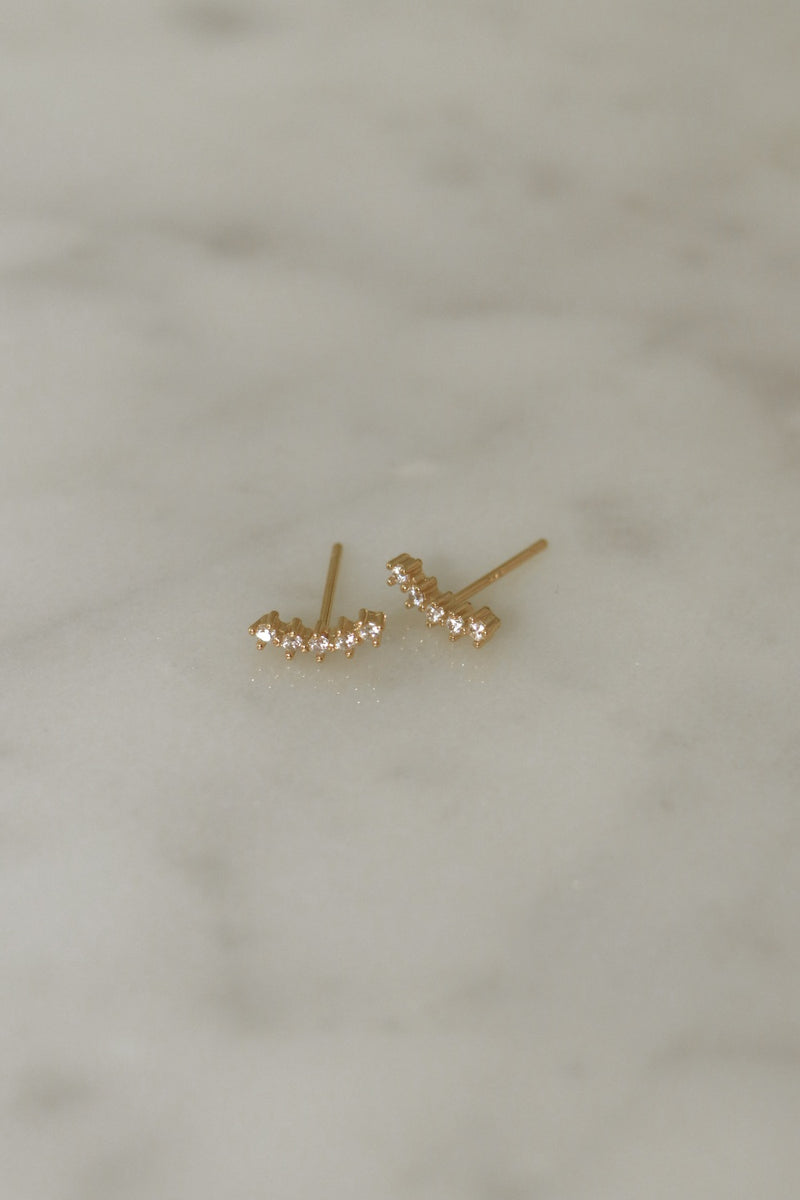 925 Silver Curvia Stud Earrings, 14K Yellow Gold Vermeil