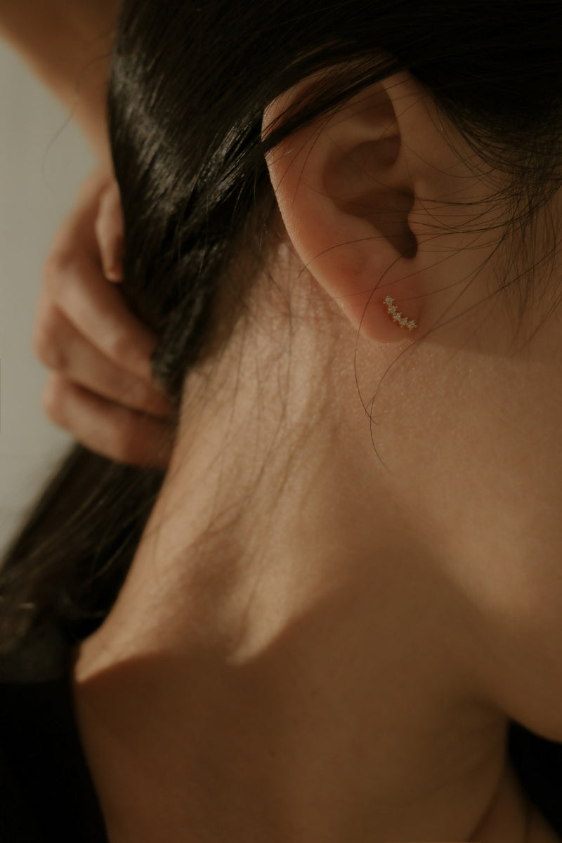 925 Silver Curvia Stud Earrings, 14K Yellow Gold Vermeil