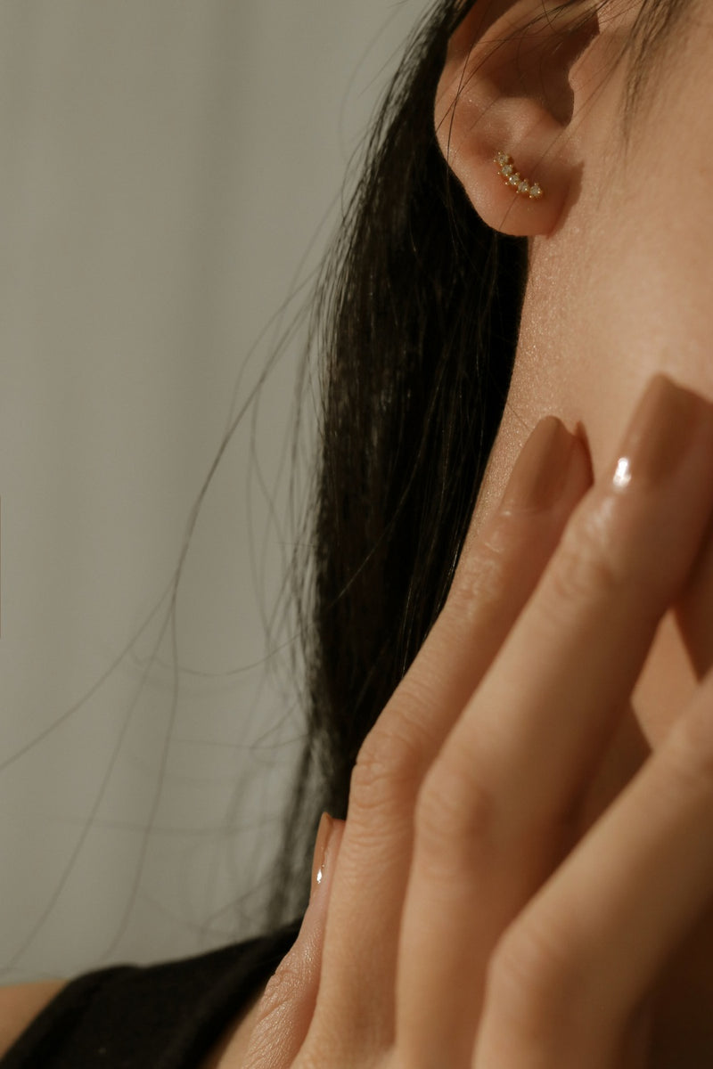 925 Silver Curvia Stud Earrings, 14K Yellow Gold Vermeil