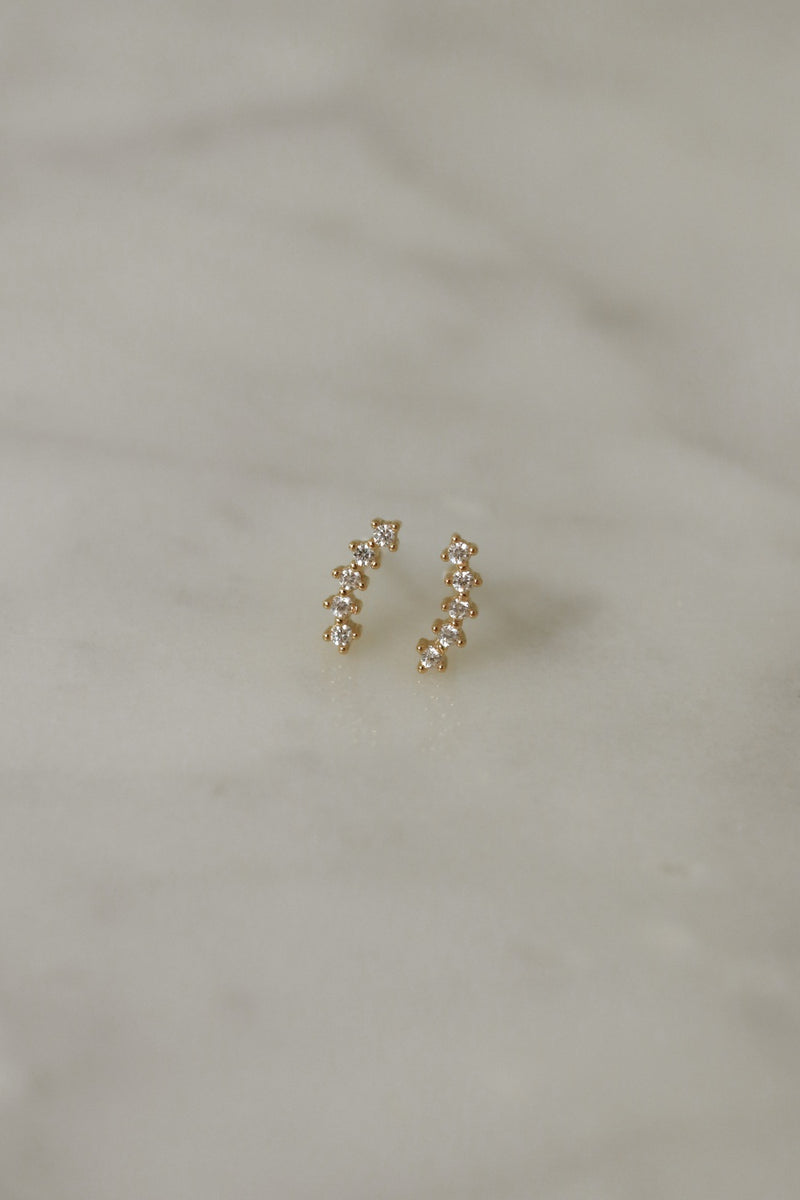 925 Silver Curvia Stud Earrings, 14K Yellow Gold Vermeil