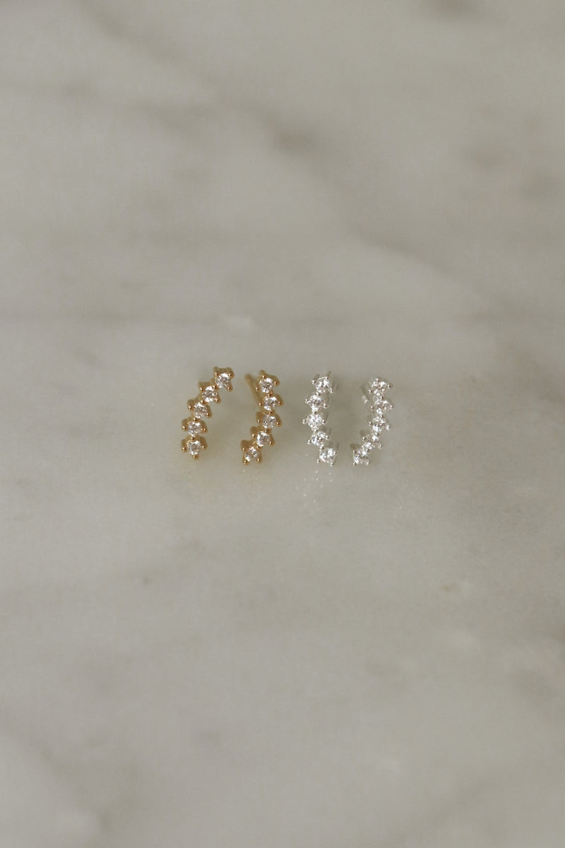 925 Silver Curvia Stud Earrings, 14K Yellow Gold Vermeil