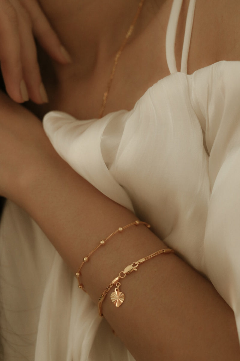 916 Infinity Gold Facet Foxtail Chain Love Charm Bracelet (22K)