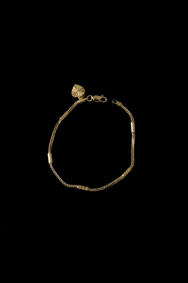 916 Infinity Gold Facet Foxtail Chain Love Charm Bracelet (22K)