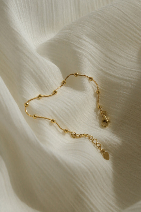 916 Infinity Gold Beaded Foxtail Square Chain Bracelet (22K)