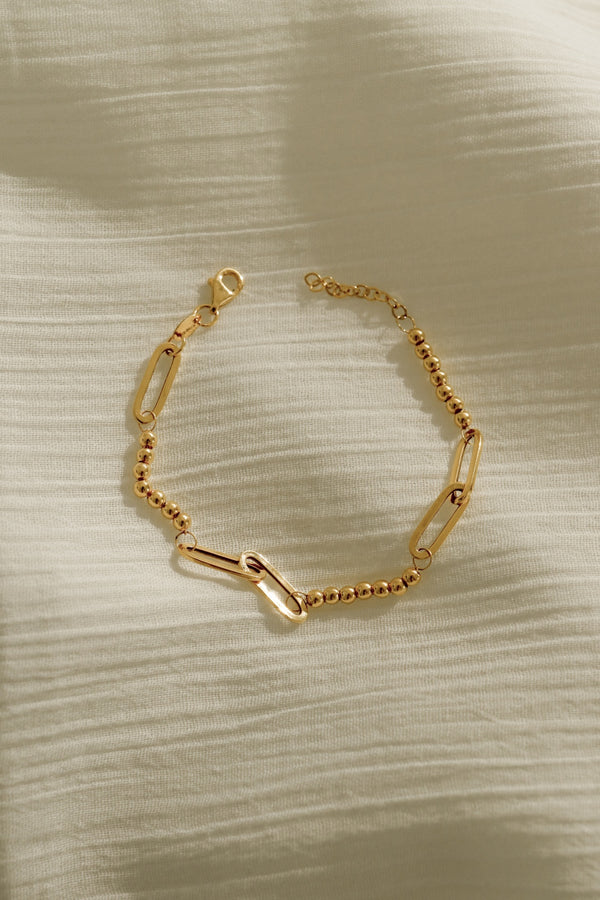 916 Infinity Gold Mixi Beads & Chain Bracelet (22K)