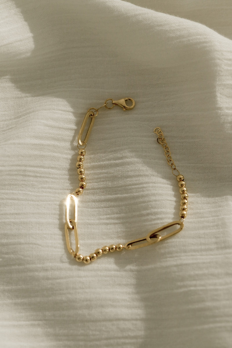 916 Infinity Gold Mixi Beads & Chain Bracelet (22K)