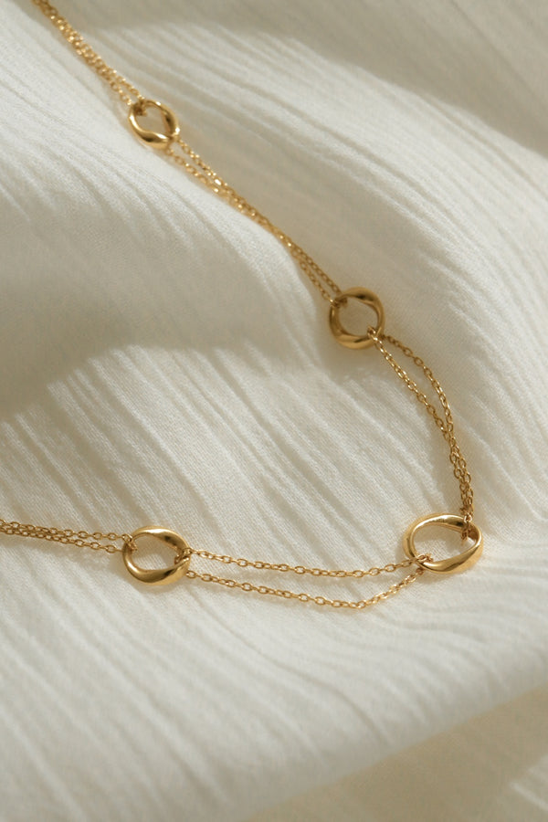 916 Infinity Gold Irregular Round Links Chain Necklace (22K)
