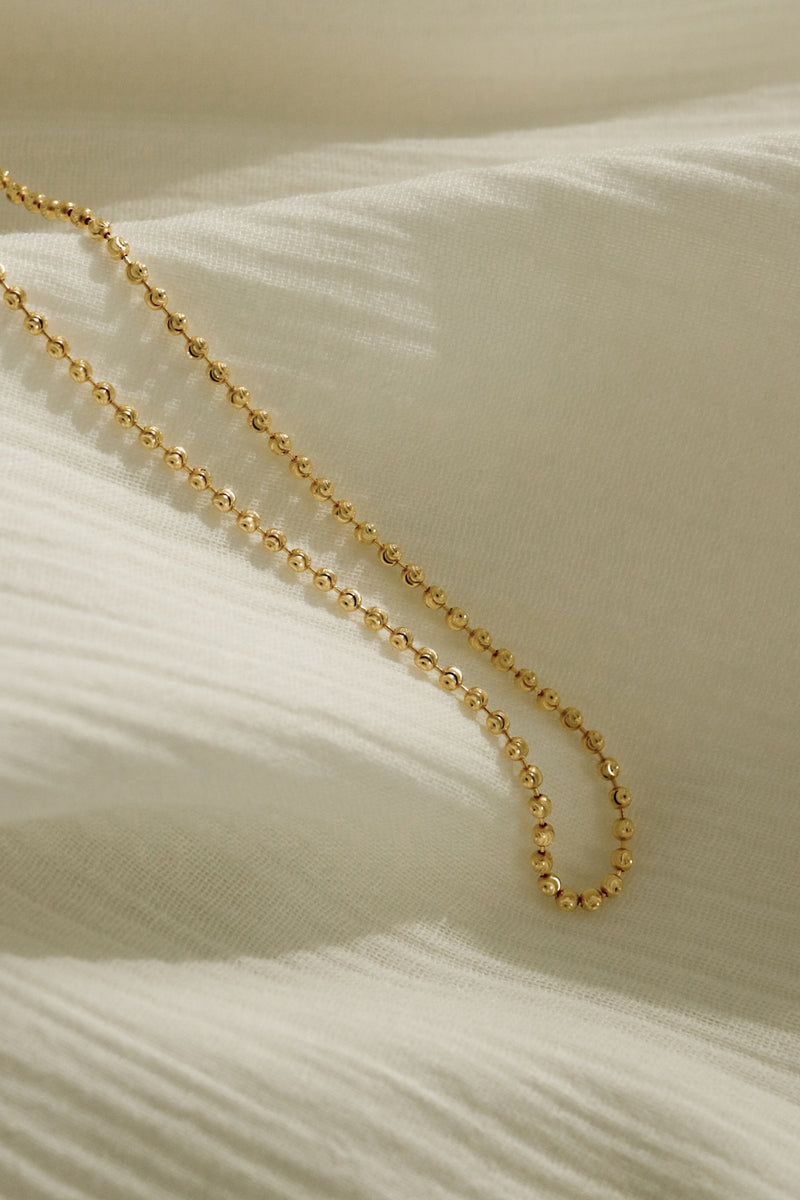 916 Infinity Gold Moon Cut Bead Chain Necklace (22K)