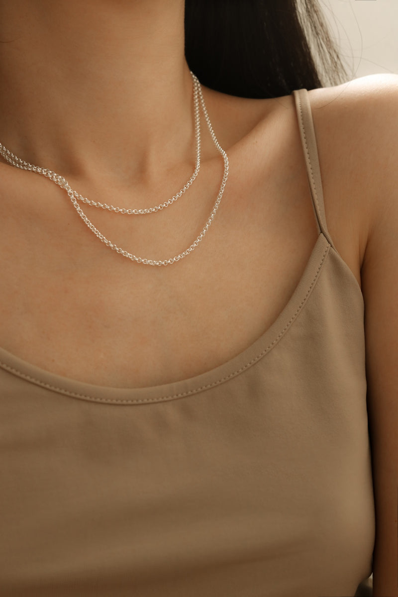 925 Silver Minimalist Rolo Chain Necklace 16"•18"