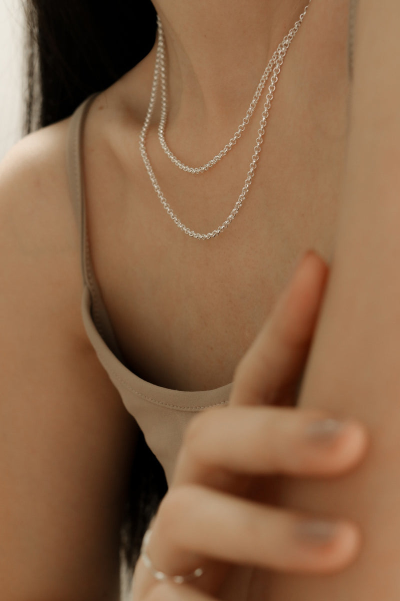 925 Silver Minimalist Rolo Chain Necklace 16"•18"