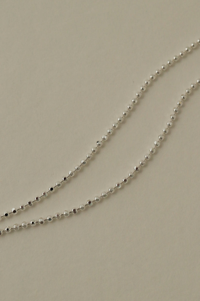 925 Silver Faceted Beads Chain Necklace 16"•18"