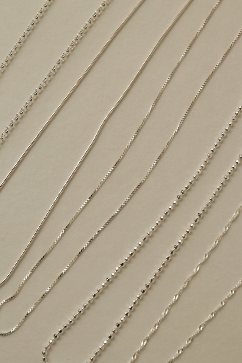 925 Silver Dainty Box Chain Necklace