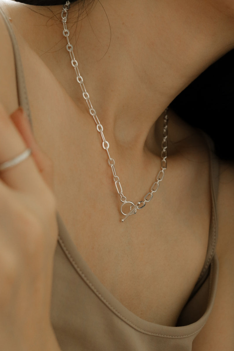 925 Silver Minimalist Toggle Clasp Necklace