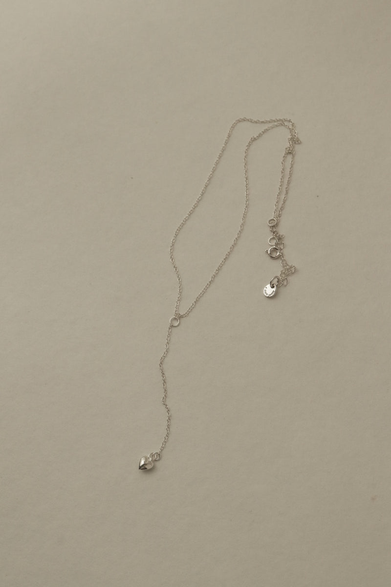 925 Silver Minimalist Y-Chain Heart Charm Necklace