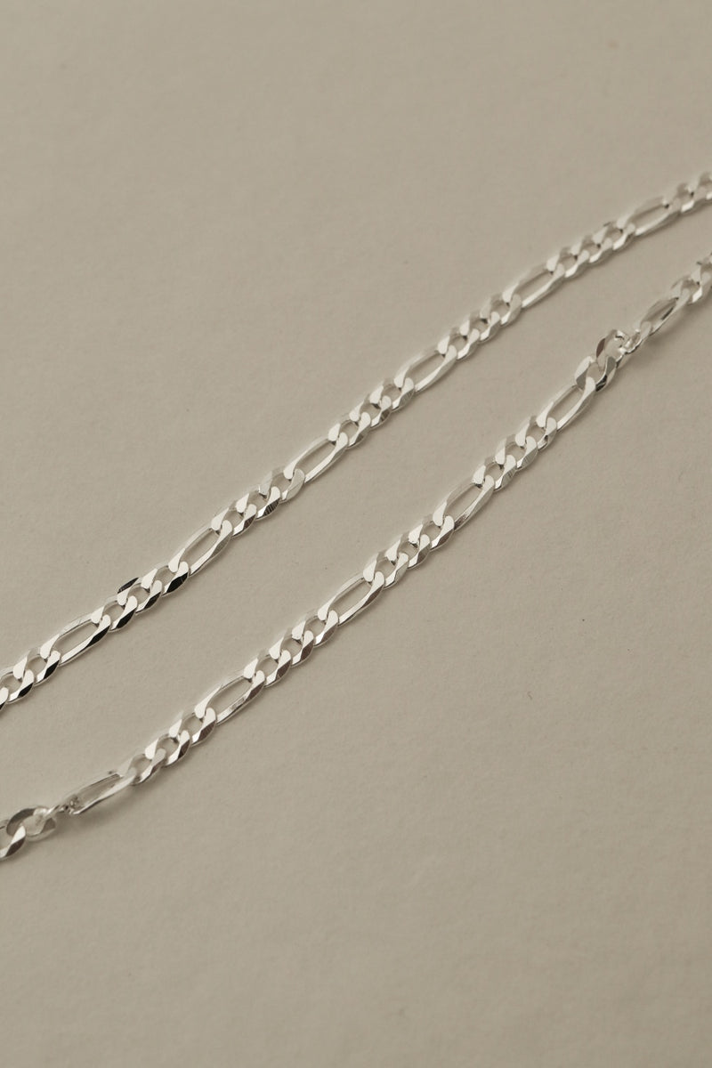 925 |ITALY| Silver Figaro Men's Necklace