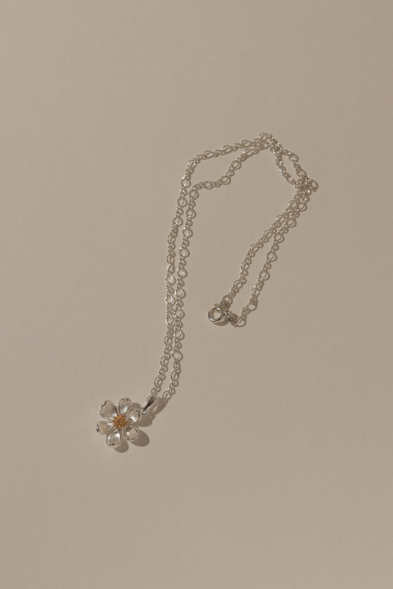 925 Silver Oh My White Flower Necklace, 18K Yellow Gold Plating (Centre)
