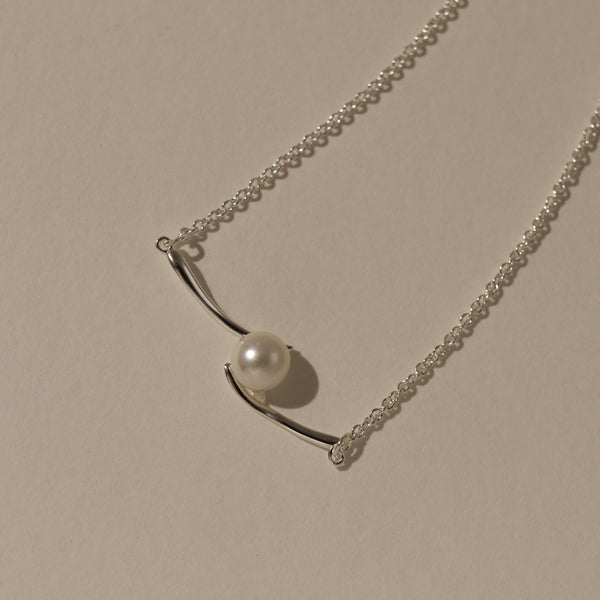 925 Silver Marina Pearl Link Pendant Necklace