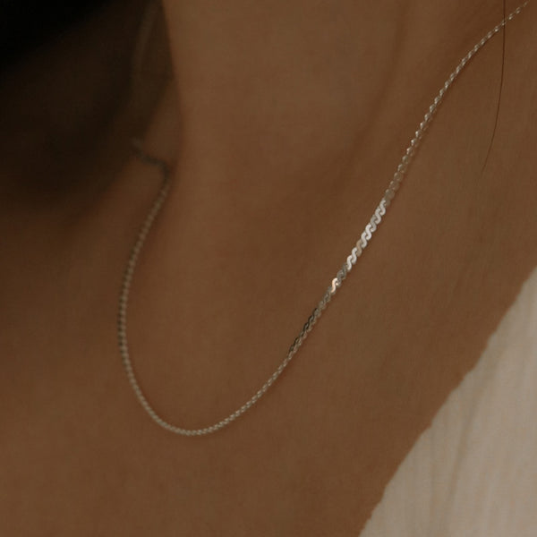 925 |ITALY| Silver Minimalist Wave Chain Necklace