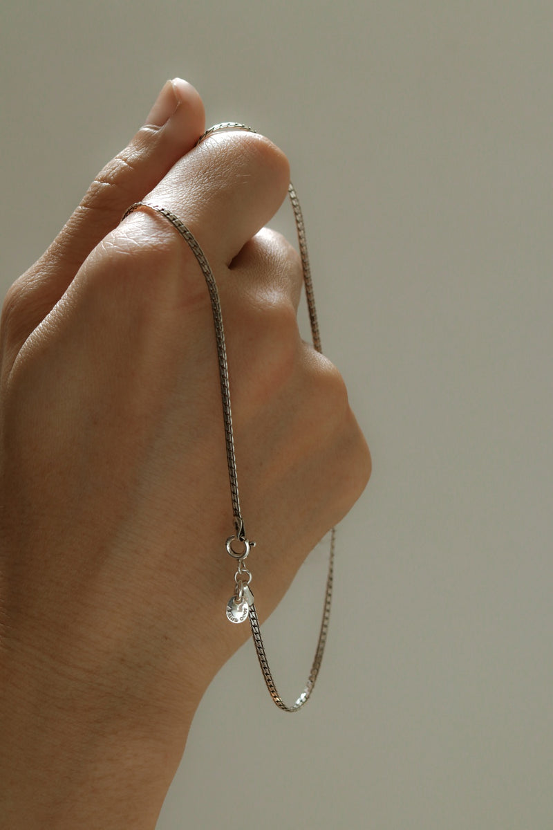 925 Silver Minimalist Herringbone Chain Necklace