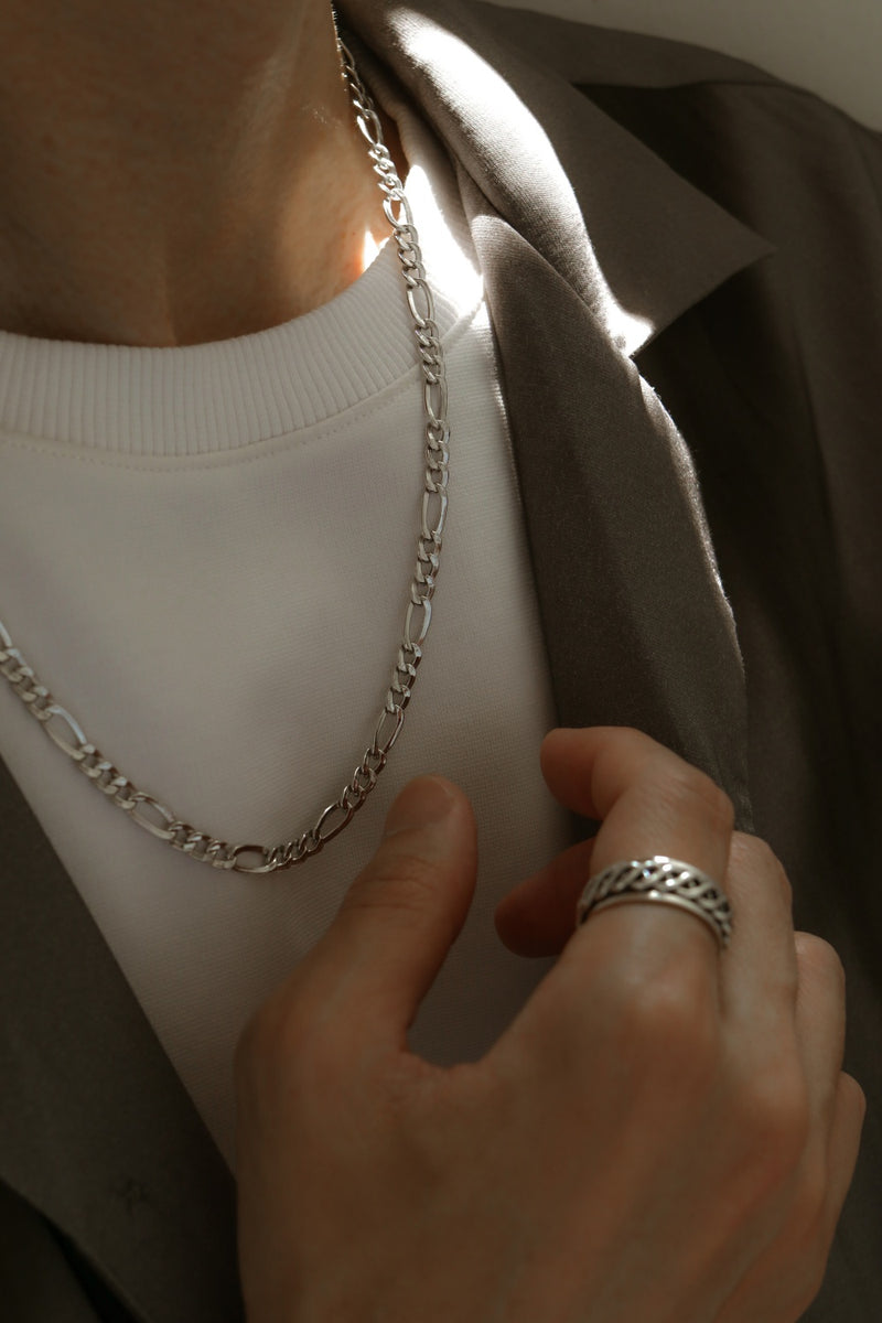 925 |ITALY| Silver Atlas Figaro Chain Necklace