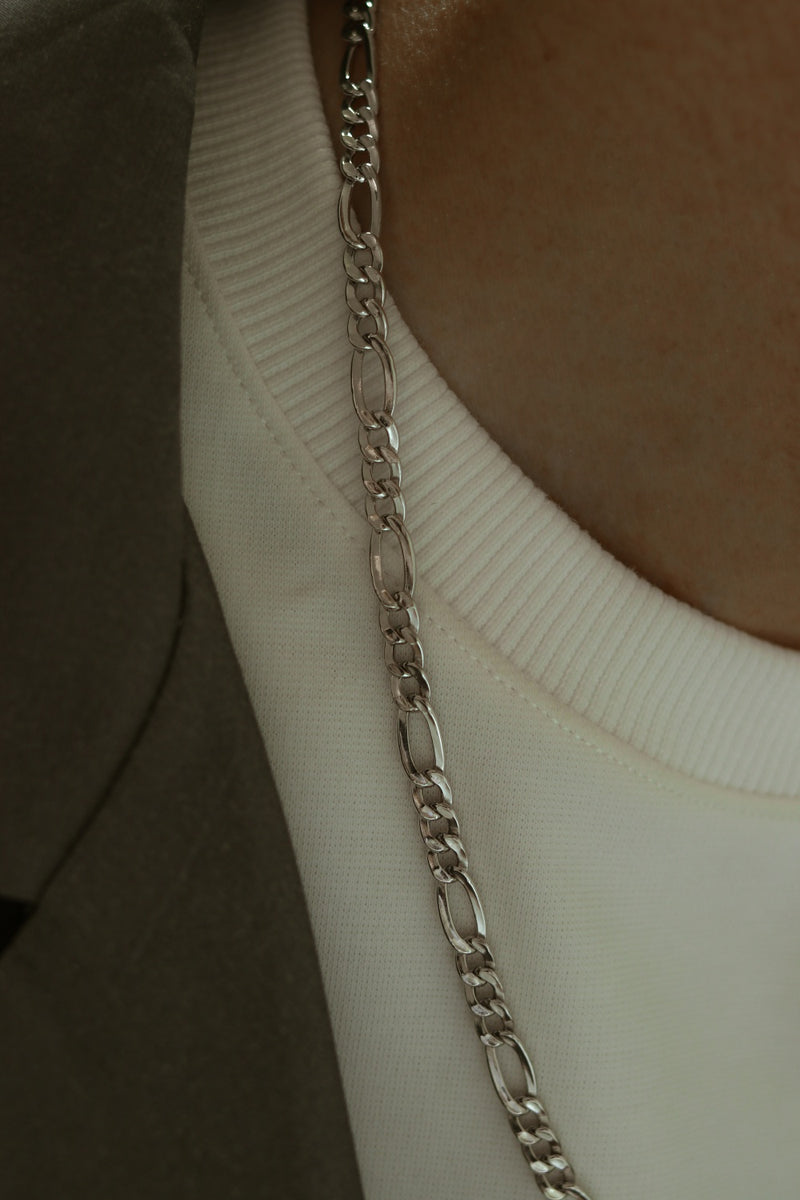 925 |ITALY| Silver Atlas Figaro Chain Necklace