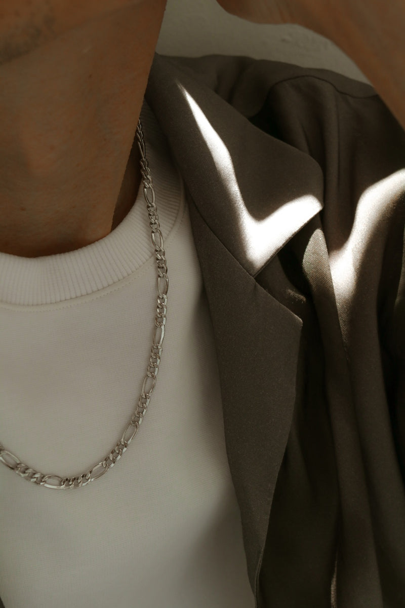 925 |ITALY| Silver Atlas Figaro Chain Necklace