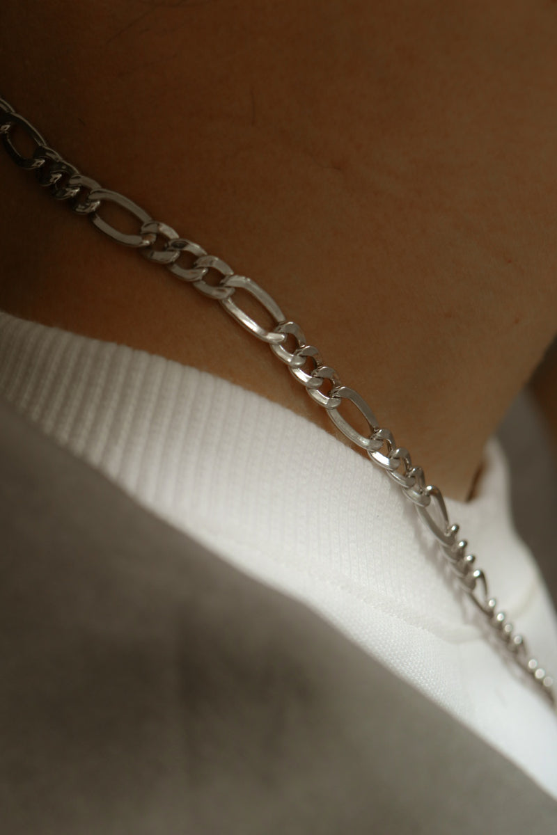 925 |ITALY| Silver Atlas Figaro Chain Necklace