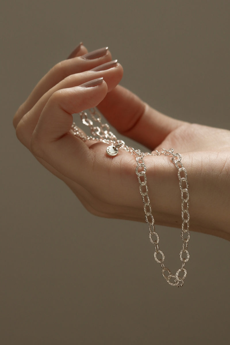 925 Silver Textured Chain Necklace