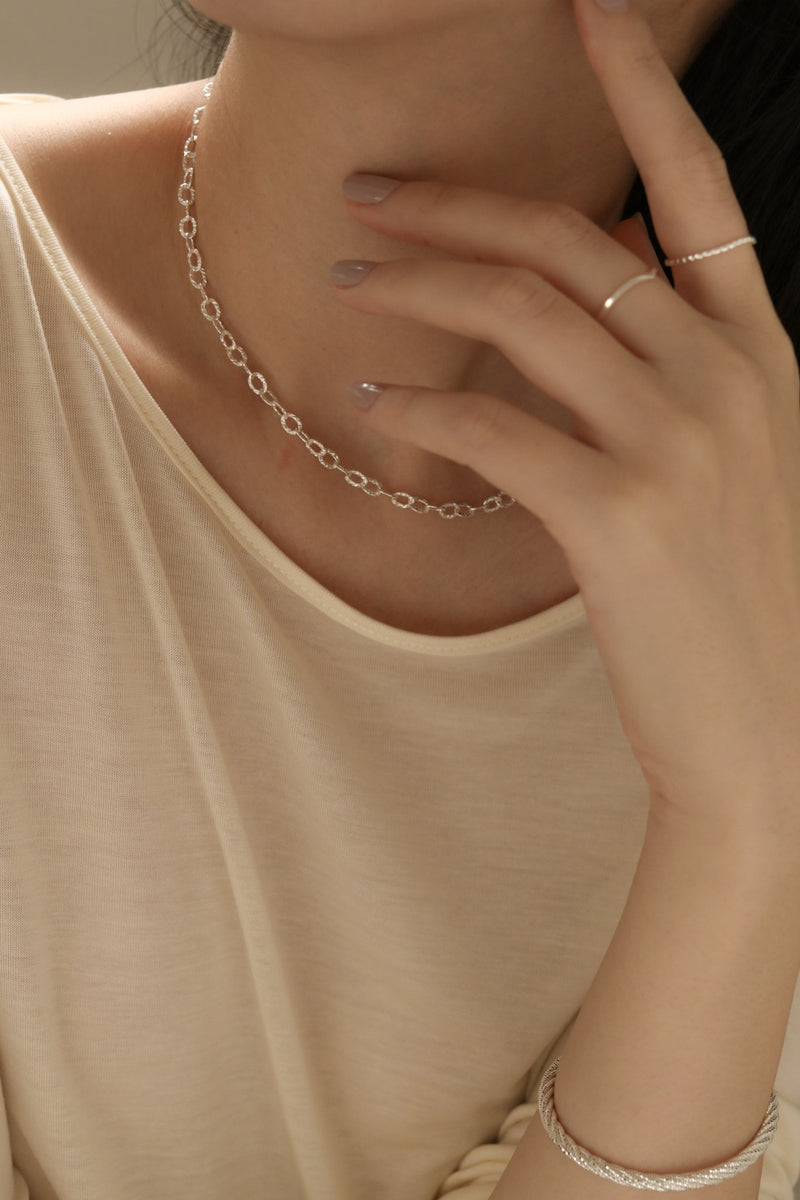 925 Silver Textured Chain Necklace