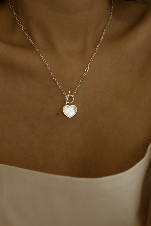 925 Silver Mermaid's Glow Heart Charm Necklace